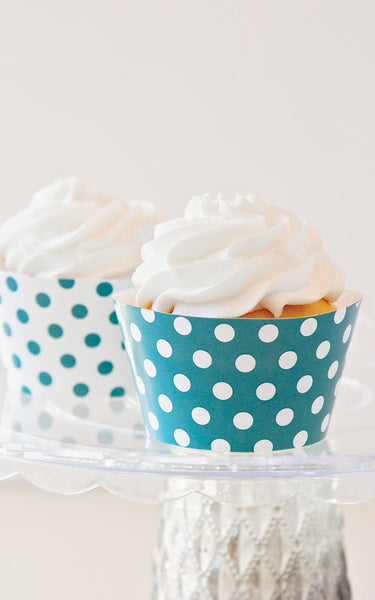 Teal Polka Dot Cupcake Wrappers - Printable Digital Download by Greengate Images