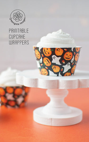 Jack-o-Lantern and Ghost Halloween Cupcake Wrappers