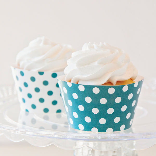 Teal Polka Dot Cupcake Wrappers - Printable Digital Download by Greengate Images