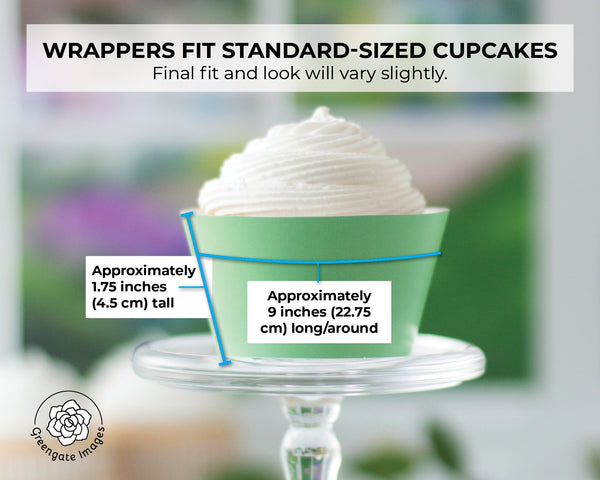 Medium Green Cupcake Wrapper - PRINTABLE digital download PDF. Mint spring solid-colored sleeve for baked cupcakes. More colors available.
