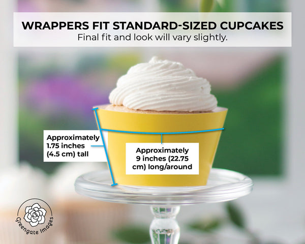 Yellow Cupcake Wrapper - PRINTABLE digital download PDF. Bright dandelion solid-colored sleeve for baked cupcakes. More colors available.