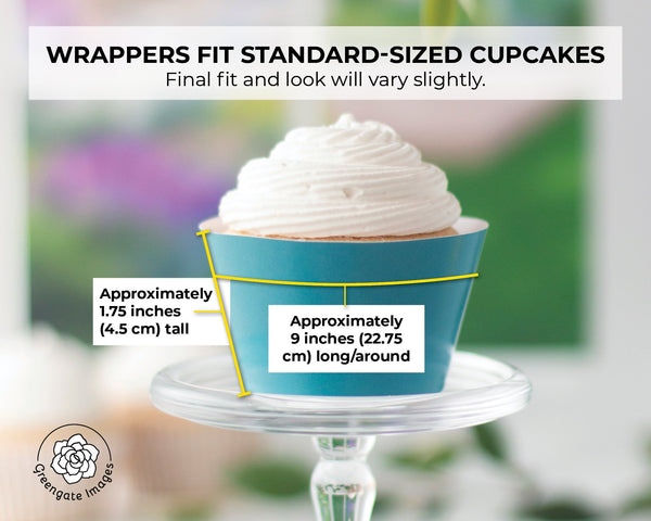 Teal Cupcake Wrapper - PRINTABLE digital download PDF. Turquoise blue-green solid-colored sleeve for baked cupcakes. More colors available.