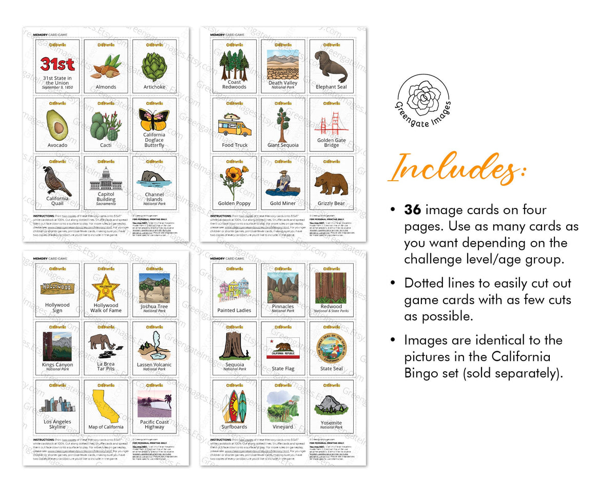 California Memory Game – Greengate Images