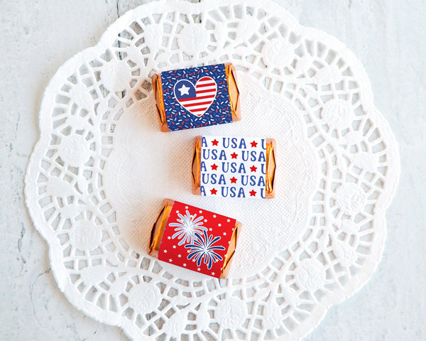 Patriotic Nugget Wrappers - PRINTABLE PDF/JPG labels to put on chocolate Hershey Nugget Chocolate Candy. Print on address label stickers.