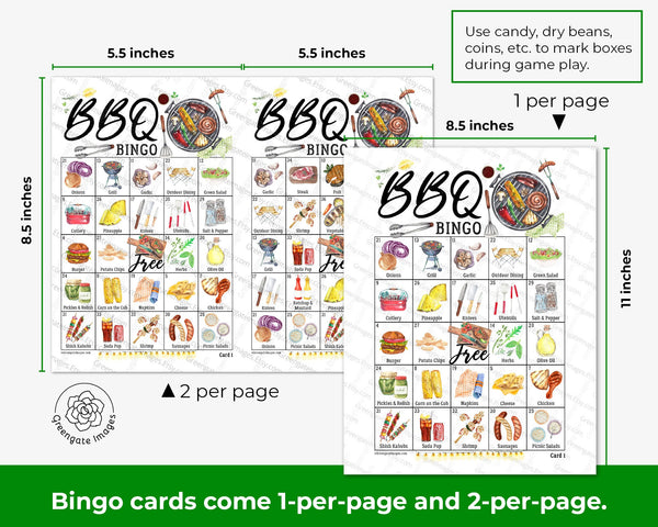 BBQ Bingo - Printable Digital Download by Greengate Images