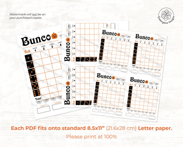 Halloween Bunco Scorecard Set - Jack-o'-lanterns - Printable Digital Download by Greengate Images