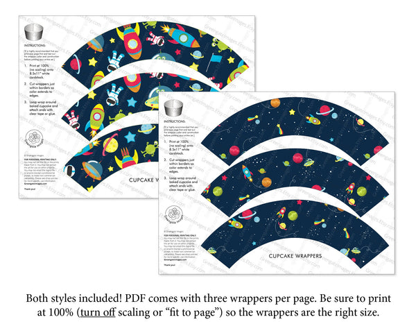 Outer Space Cupcake Wrapper Duo - Printable Digital Download by Greengate Images