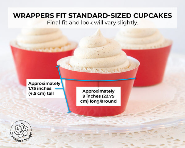 Solid Red Cupcake Wrapper - PRINTABLE digital download PDF. Classic bold red sleeve for baked cupcakes. More colors available.