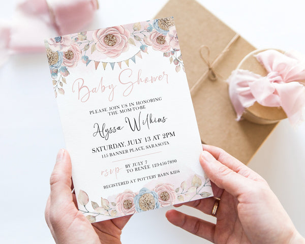 Baby Shower Invitation - Printable Digital Download by Greengate Images