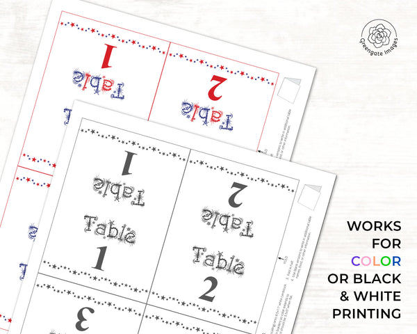 Bunco Scorecard Set - PRINTABLE digital download PDF w/tally sheet & table number cards. Party game, large group activity, 4th of July idea.