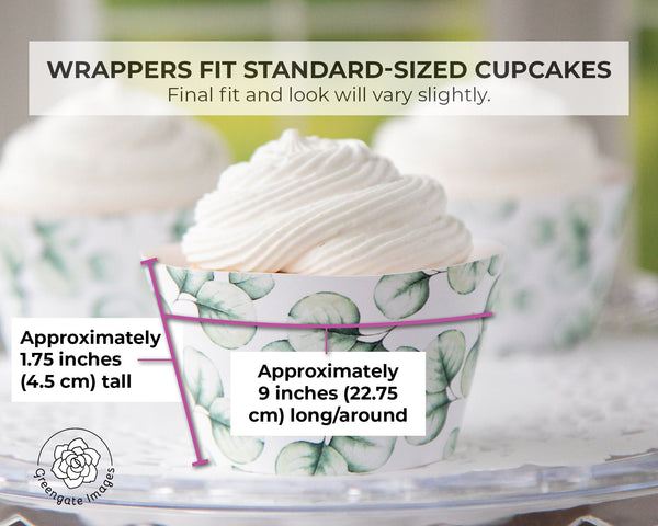 Eucalyptus Greenery Cupcake Wrappers - Printable Digital Download by Greengate Images