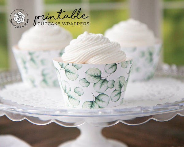 Eucalyptus Greenery Cupcake Wrappers - Printable Digital Download by Greengate Images