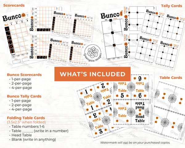 Halloween Bunco Scorecard Set - Jack-o'-lanterns - Printable Digital Download by Greengate Images