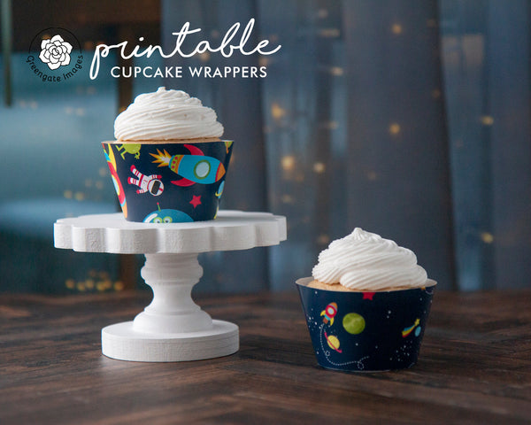 Outer Space Cupcake Wrapper Duo - Printable Digital Download by Greengate Images