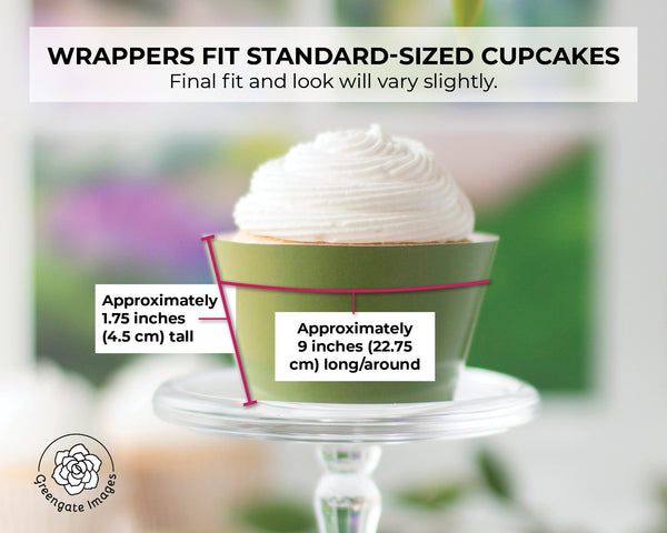 Solid Olive Green Cupcake Wrapper - PRINTABLE digital download PDF. Army solid-colored sleeve for baked cupcakes. More colors available.