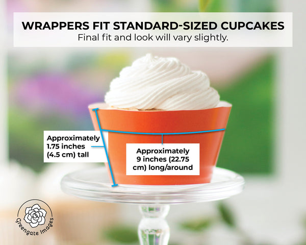 Solid Orange Cupcake Wrapper - PRINTABLE digital download PDF. Classic pumpkin-colored sleeve for baked cupcakes. More colors available.