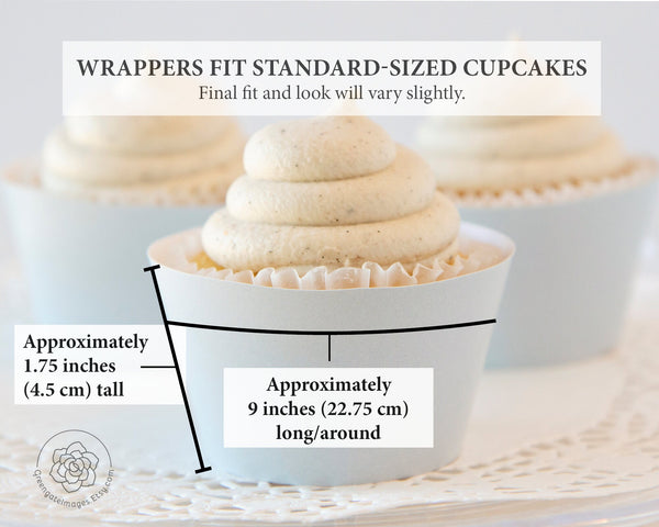 Solid Pale Gray Cupcake Wrapper - PRINTABLE digital download PDF. Light cloud gray sleeve for baked cupcakes. More colors available.