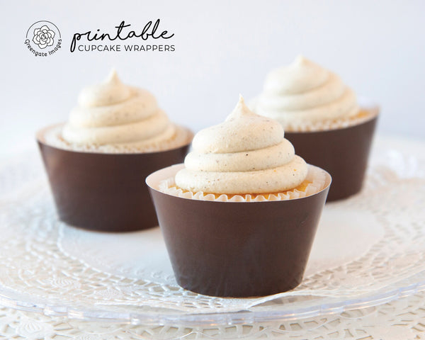 Solid Brown Cupcake Wrapper - Printable Digital Download by Greengate Images