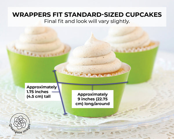 Solid Lime Green Cupcake Wrapper - PRINTABLE digital download PDF. Chartreuse yellow-green sleeve for baked cupcakes. More colors available.