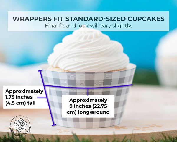 Gray Gingham Cupcake Wrappers - Printable Digital Download by Greengate Images