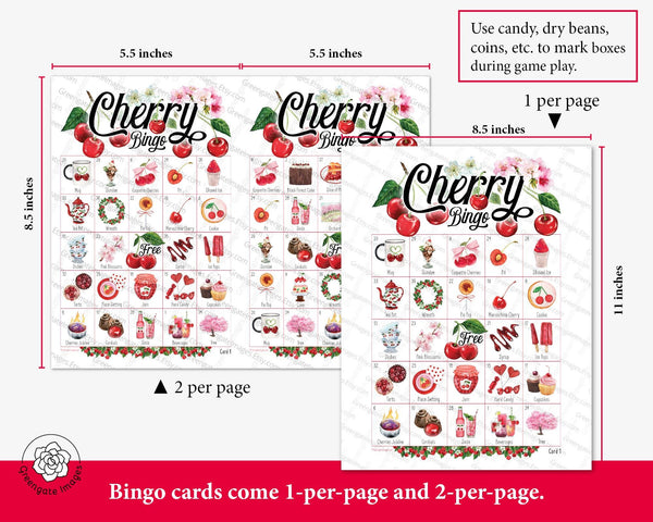 Cherry Bingo - Printable Digital Download by Greengate Images