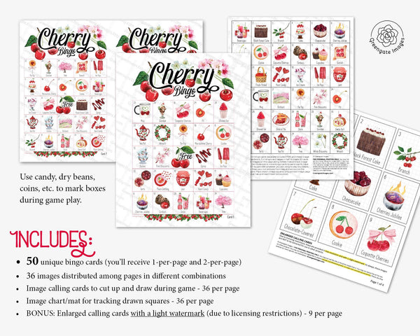 Cherry Bingo - Printable Digital Download by Greengate Images