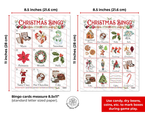 Christmas Bingo - 3x3 & 4x4 large print boards for young kids, memory care, elderly, and developmental disabilities. Faster, easier games.