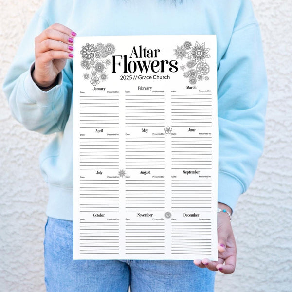 Church Flowers Poster Template - Black and White - Printable Digital Download by Greengate Images