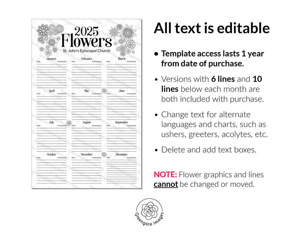 11x17" & 24x36" Church Flowers Poster Template