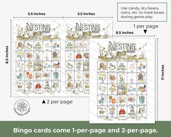 Nesting Party Bingo - Printable Digital Download by Greengate Images