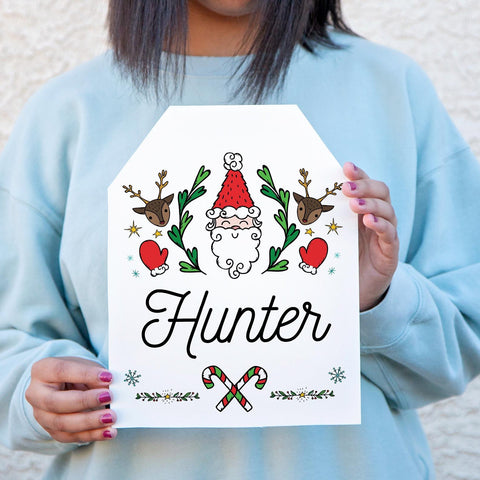 Giant XL Santa Doodle Gift Tag - PRINTABLE editable Corjl, extra large, huge for gifts. Really big personalized hang tag from Santa Claus.