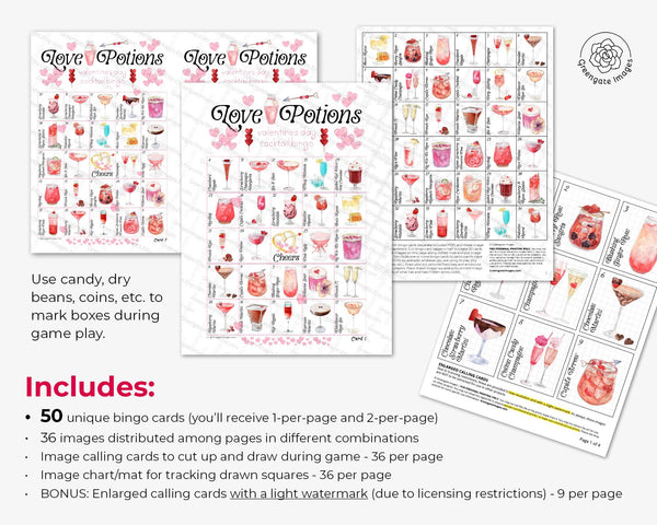 Valentine's Day Cocktail Bingo - Printable Digital Download by Greengate Images