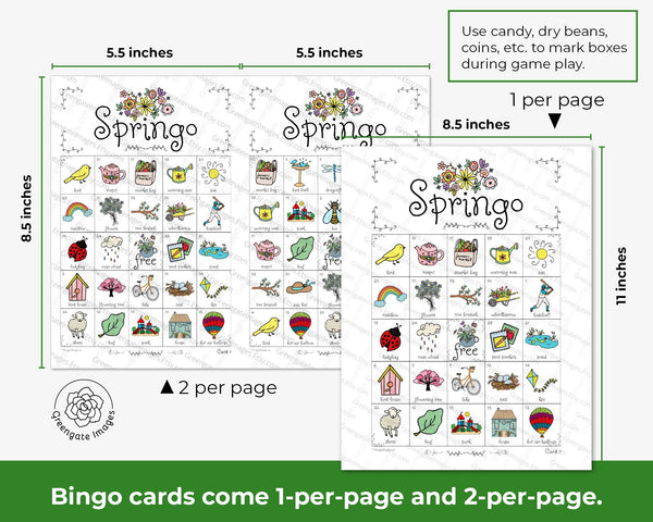 Springo Bingo - Printable Digital Download by Greengate Images