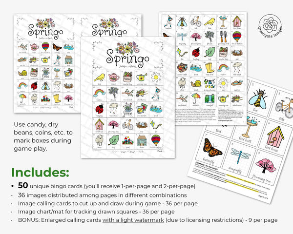 Springo Bingo - Printable Digital Download by Greengate Images