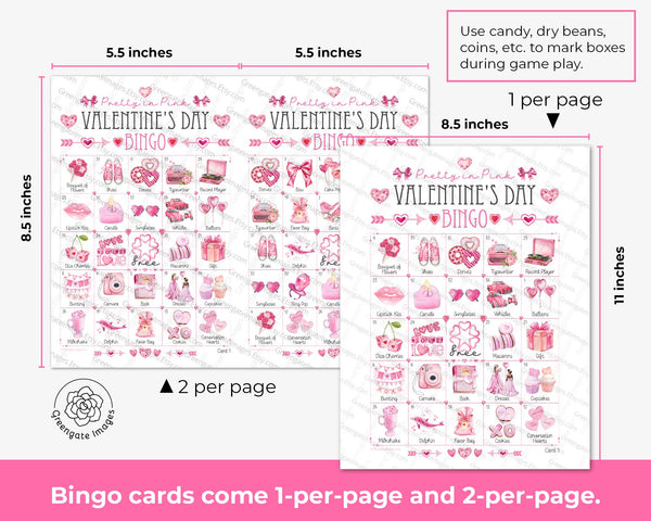 Pretty in Pink Valentine's Day Bingo - Printable Digital Download by Greengate Images