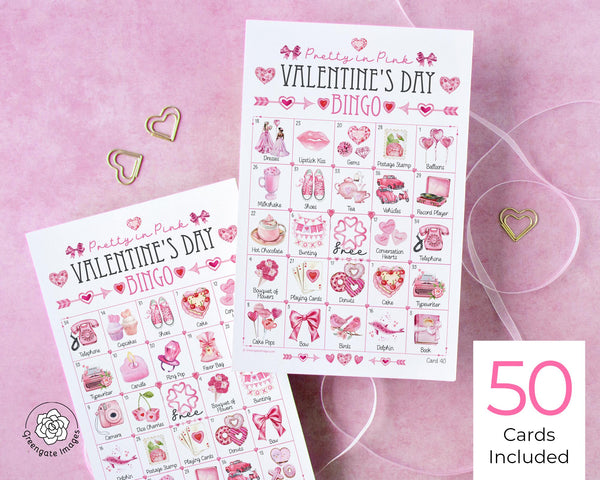 Pretty in Pink Valentine's Day Bingo - Printable Digital Download by Greengate Images