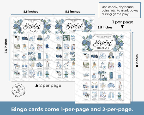 Dusty Blue Bridal Bingo Cards - Printable Digital Download by Greengate Images