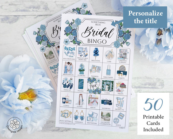 Dusty Blue Bridal Bingo Cards - Printable Digital Download by Greengate Images