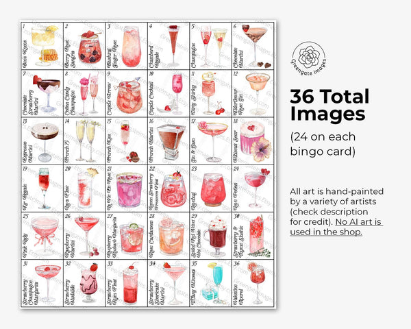 Valentine's Day Cocktail Bingo - Printable Digital Download by Greengate Images