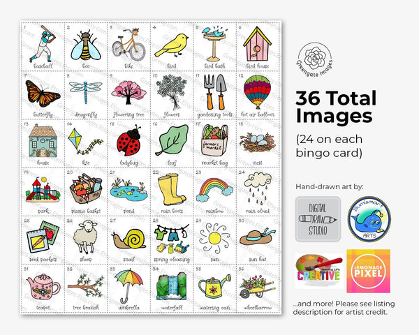 Springo Bingo - Printable Digital Download by Greengate Images