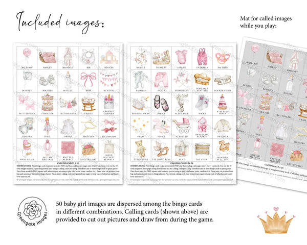 Princess Baby Shower Bingo - 100 unique cards - Printable Digital Download by Greengate Images