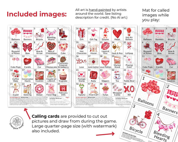 LARGE PRINT Valentine's Day Bingo - Printable Digital Download by Greengate Images