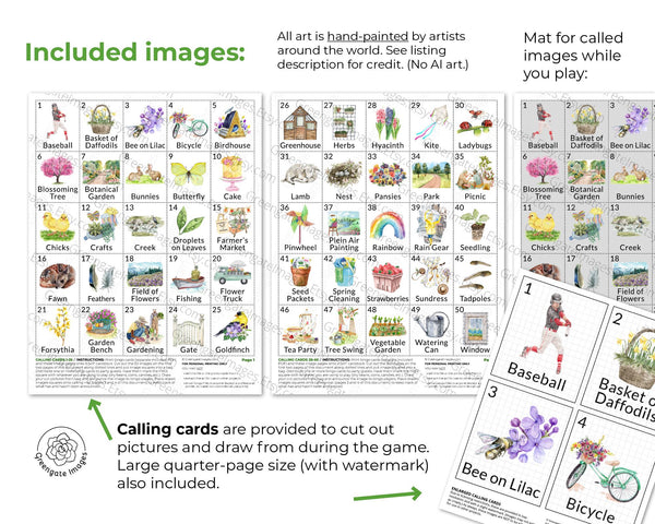 LARGE PRINT Spring Bingo - Printable Digital Download by Greengate Images