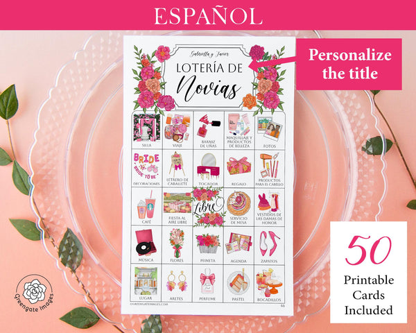 Hot Pink + Orange Lotería para Despedida de Soltera - Printable Digital Download by Greengate Images