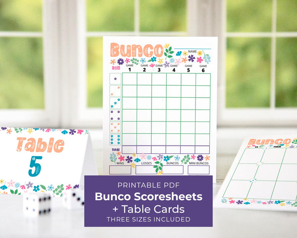 Spring Flowers Bunco Scorecard Set - Printable Digital Download by Greengate Images