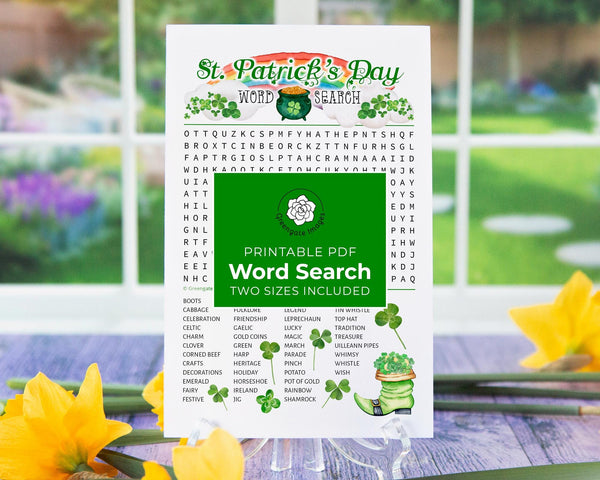 St. Patrick's Word Search - Printable Digital Download by Greengate Images