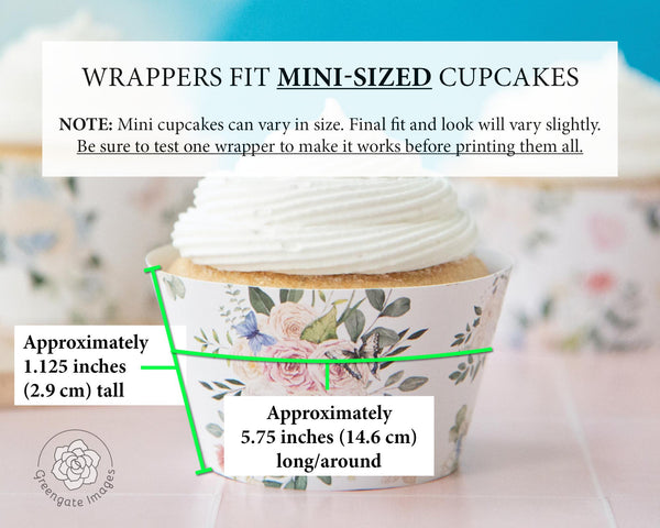 MINI Flowers & Butterflies Cupcake Wrappers - Printable Digital Download by Greengate Images