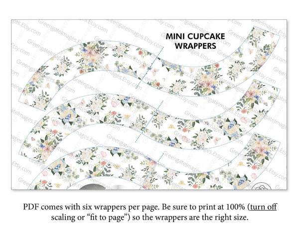 MINI Flowers & Butterflies Cupcake Wrappers - Printable Digital Download by Greengate Images