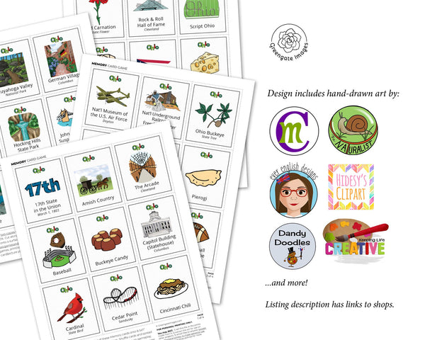 Ohio Memory Game - Printable Digital Download by Greengate Images