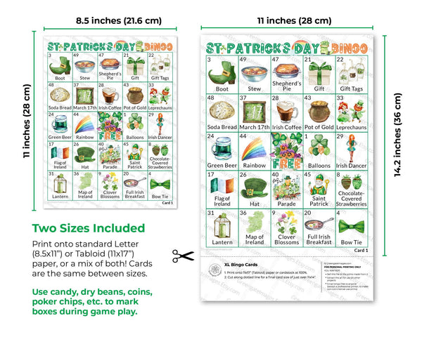 LARGE PRINT St. Patrick's Day Bingo - Printable Digital Download by Greengate Images